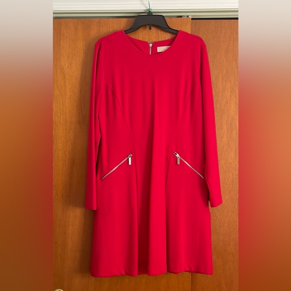 Michael Kors Long Sleeve Red Dress